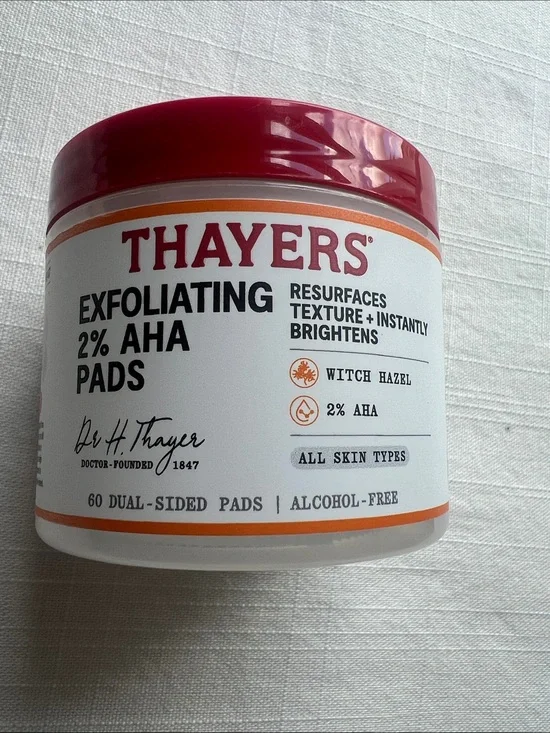 Thayers Exfoliating 2% AHA Pads Witch Hazel Alcohol Free 60 Count