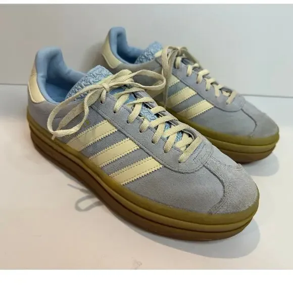 Adidas Gazelle Bold Suede Platform Sneakers Women's Light Blue Size 9
