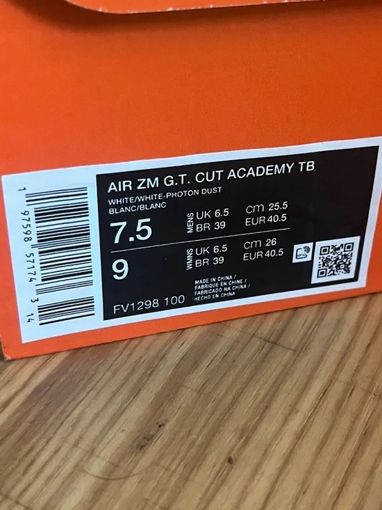 Nike Air Zoom G.T Cut Academy White basketball shoes 7.5 men 9 women UNISEX