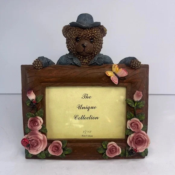3.5x5‎ Bear Picture Frame Teddy Bear Rose Ladybug Butterfly Resin Cottagecore