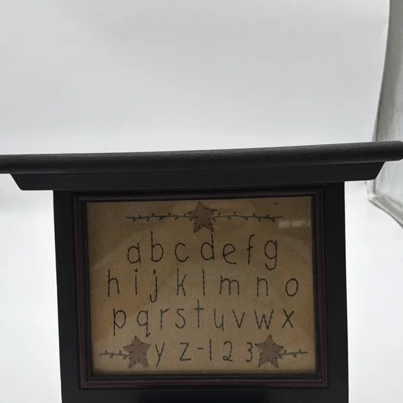 Primitive Alphabet Cross Stitch Sampler Shelf Picture Frame Décor Accent Piece
