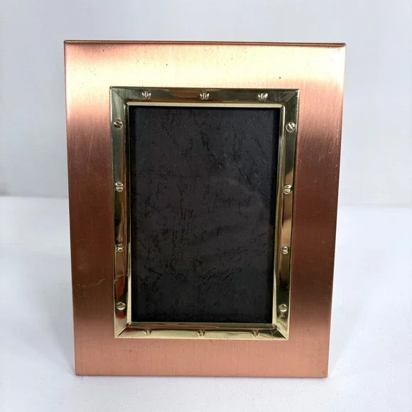 Vintage Photo Frame Copper Brass‎ Industrial Mixed Metal 5x7 Made in Korea