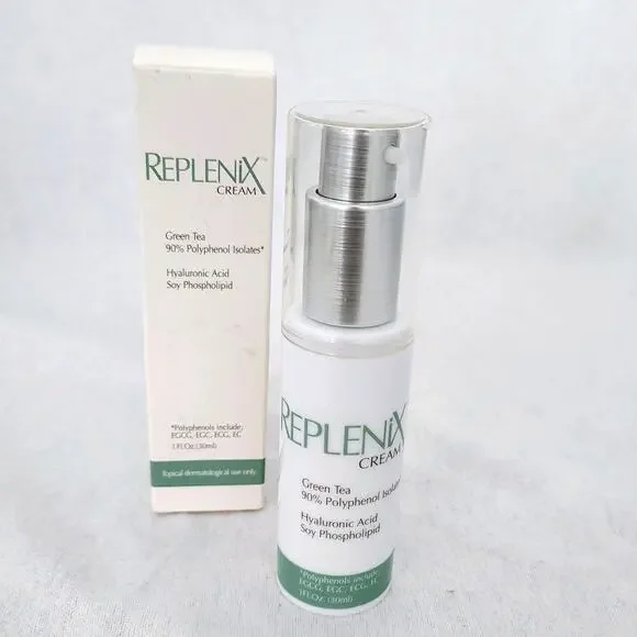 Replenix Skin Cream Green Tea Hyaluronic Acid 1 oz. Anti oxidant NEW
