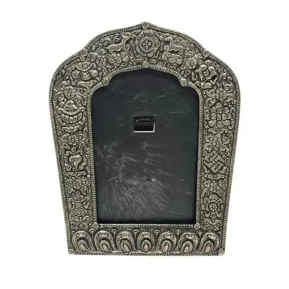 Vintage 70s YAK Phe Ornate Metal Picture Frame Easel Back 3x5 Decor