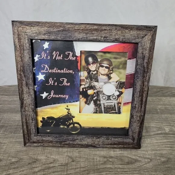 Motorcycle Themed Barnwood 3.5x5‎ Photo Frame