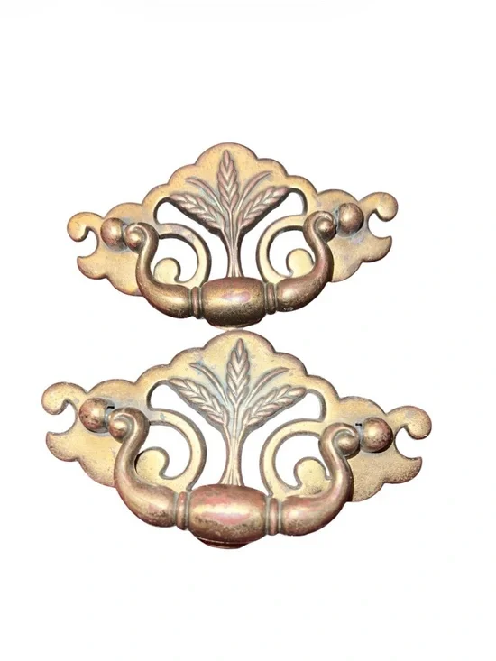 Vintage Brass Pull, Keeler Brass Co, Chippendale Drawer Pull, Batwing Handle.