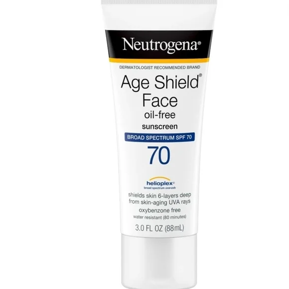 Neutrogena Age Shield Face Oil-Free Sunscreen, SPF 70 Sunblock, 3 fl oz