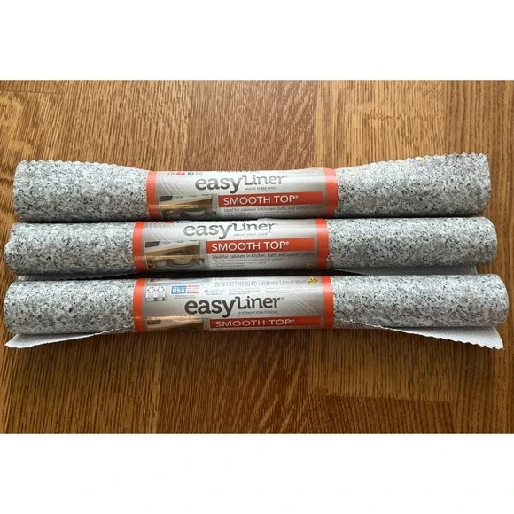 Lot of 3 Rolls Duck Brand EasyLiner Smooth Top Shelf Liner Granite 20 in x 6 ft