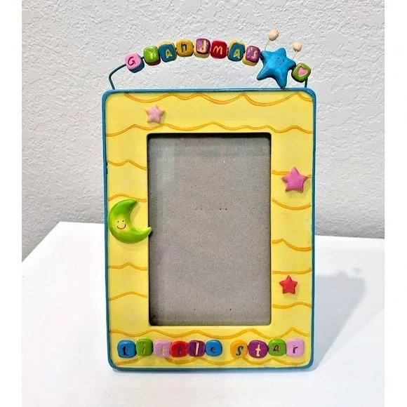 Grandma's Little Star 3D Resin Moveable Beads 6 x‎ 4 Photo Frame RUSS Moon Stars