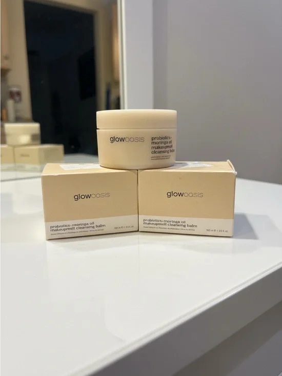 Two GlowOasis Probiotics + Moringa Oil Makeup-Removal Cleansing Balm NIP