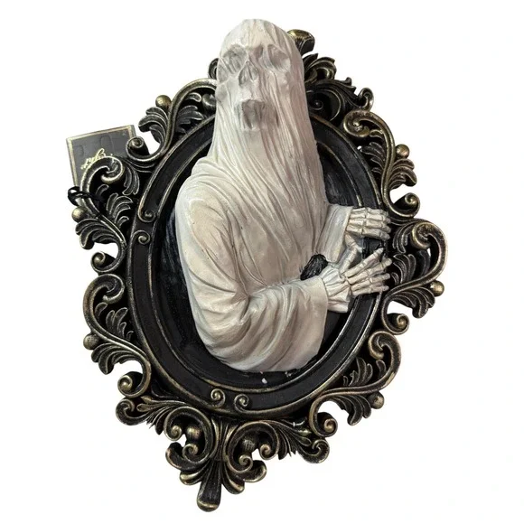 Spooky 3D Ghost Portrait Wall Decor Halloween Ornate Framed Gothic Horror