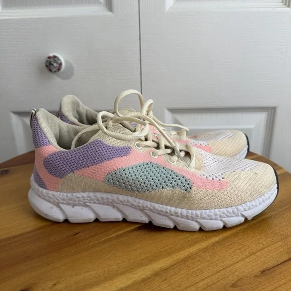 Muliticlor‎ Lace Up Tennis Shoes Womens Size 9.5 10 Travel Gym Workout Run Hike