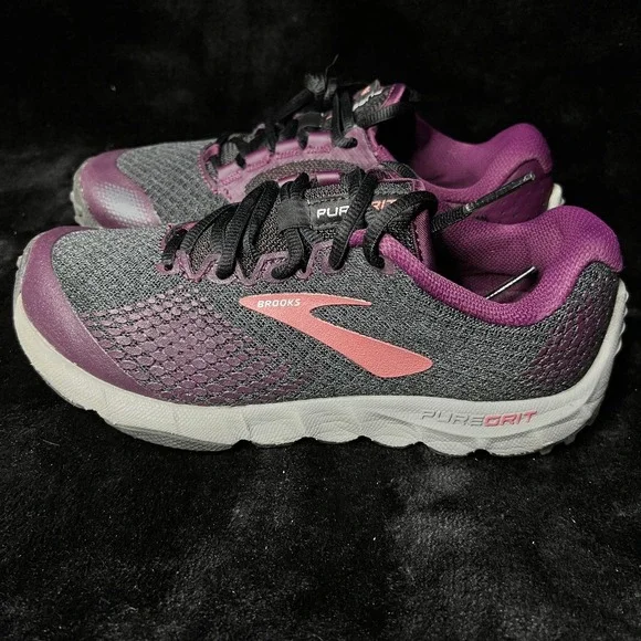 Brooks Pure Grit 7 1202801B080 Womens 7 Running Shoes Black Purple Sneakers‎