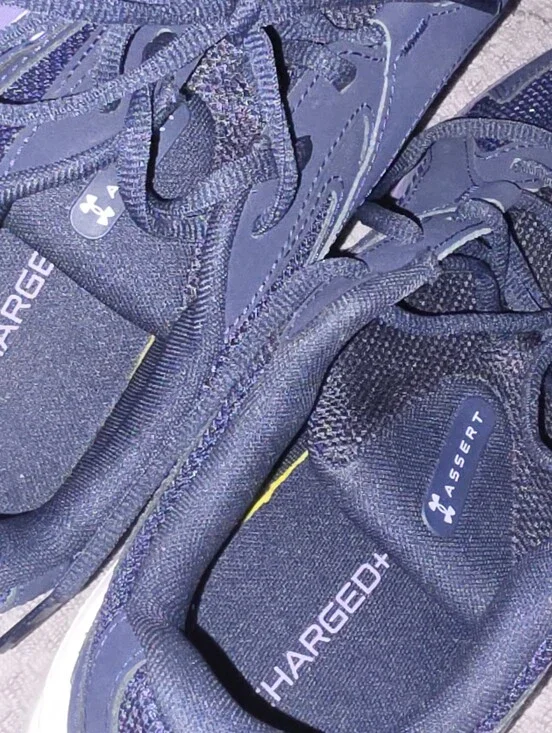 Under Armour Assert Charged+ Running Shoes - Navy Blue with Yellow Accent