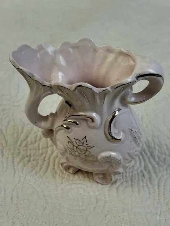 Vintage Porcelain Bud Vase Or Pitcher Gollld Trim 5