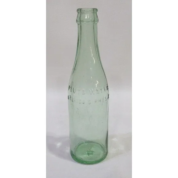 Antique Pluto Water America's Physic Aqua Glass Bottle Embossed Devil Base Logo