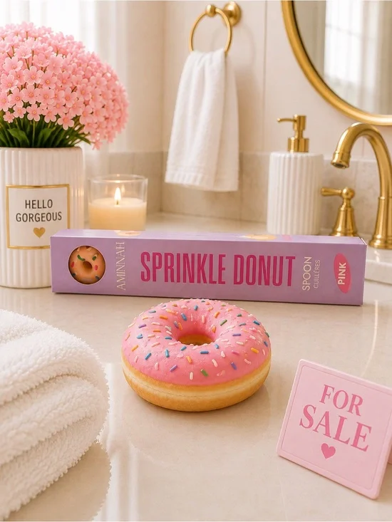 AMINAHH Pink Sprinkle Donut Spoon - Novelty Kitchen Accessory