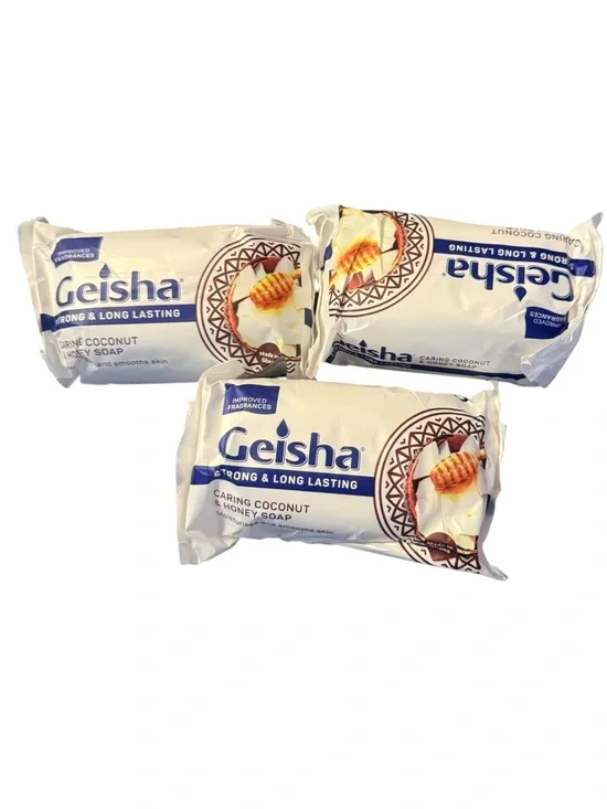 Geisha Caring Coconut & Honey Soap Bars - Pack of 3 - White and Blue Packaging