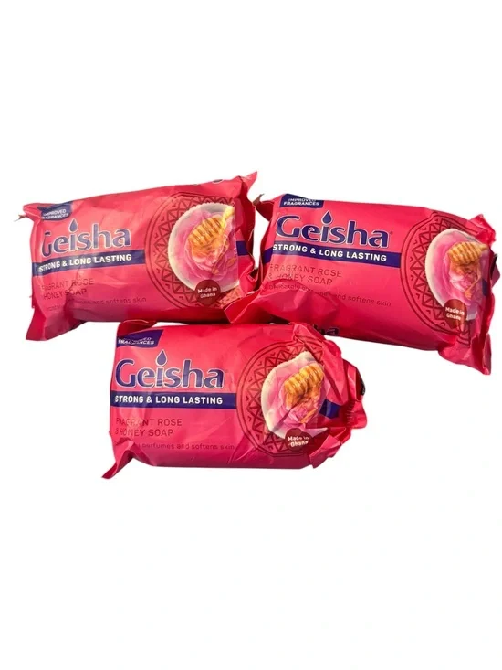 Geisha Fragrant Rose & Honey Soap Bars - Pink Packaging (3 Pack)