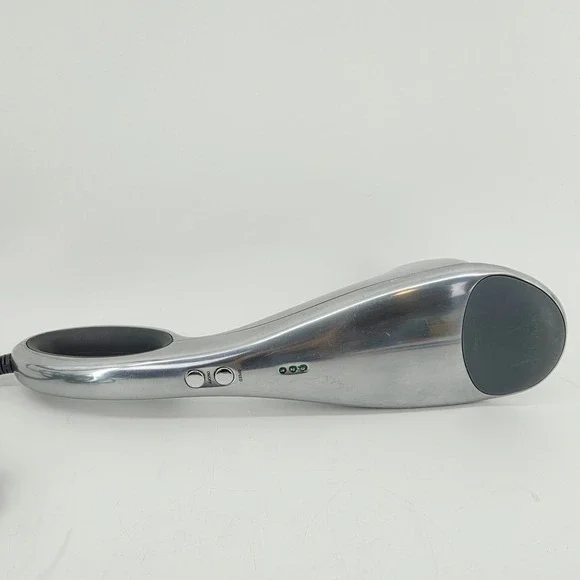 Brookstone Handheld Massager F-209 Silver 3-Speed Corded Muscle Relief Tested
