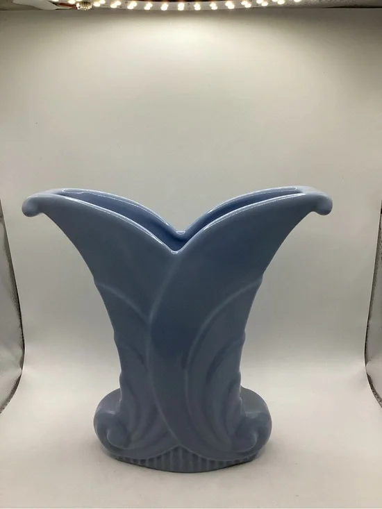 Vintage Abingdon USA Pottery Blue Art Deco #512 Ceramic Vase Flower Planter
