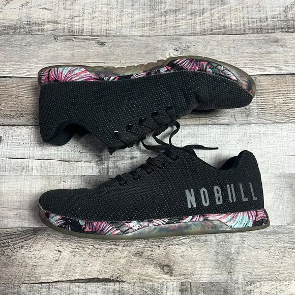 No Bull Shoes Women's Size 11 Black Floral Sole Athletic Sneakers