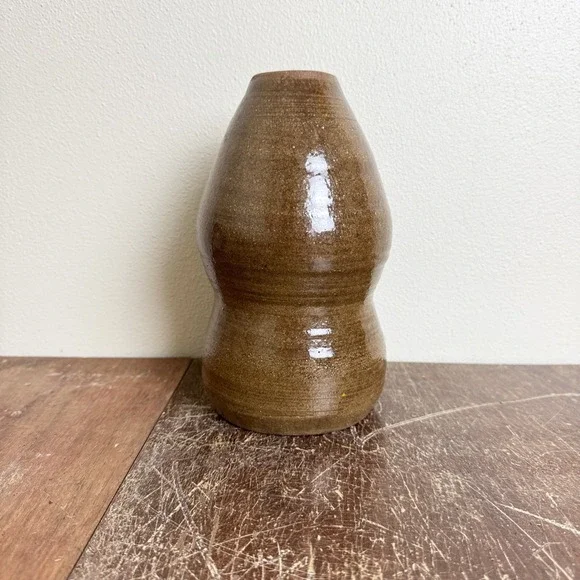Vintage Japanese pottery‎ Flower Vase stoneware MCM Retro Signed