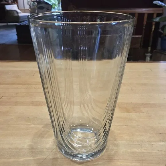 Vintage Clear Glass Tapered Trumpet Vase Fluted Art Deco Ribbed Panel 10 Inch