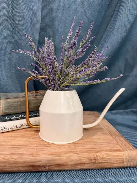 Modern Metal Cream and Gold Watering Can Decorative Flower Vase