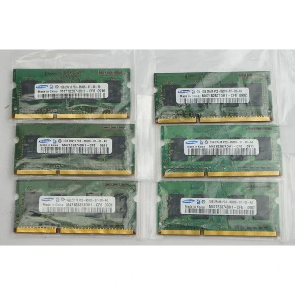 Samsung RAM Laptop 6pc Lot 1GB‎ PC3-8500S DDR3 M471B2874DH1-CF8 EUC