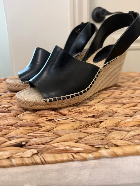 Celine Black Espadrille Wedge Sandals - Women's Summer Shoes