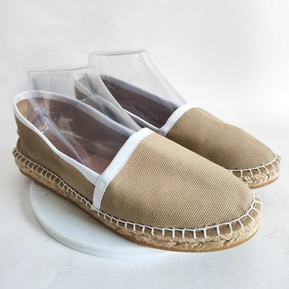 Andre Assous Flats 9.5 / 40 Espadrilles Hemp Canvas Beige Tan Vegan Slip On Boho