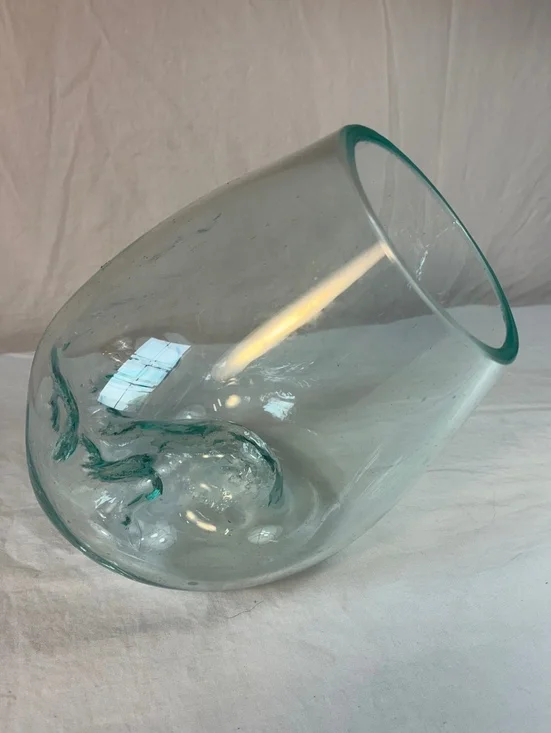 Hand-Blown Tilted Glass Vase