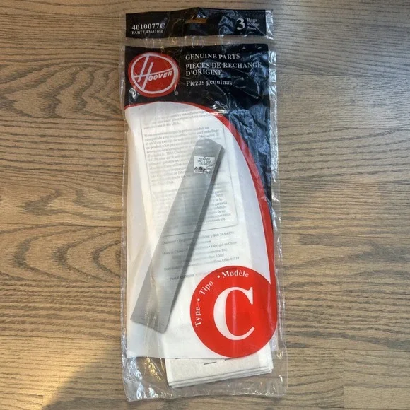 Genuine HOOVER‎ Type C Vacuum Bags – 3 Pack – Model 4010077C – NEW