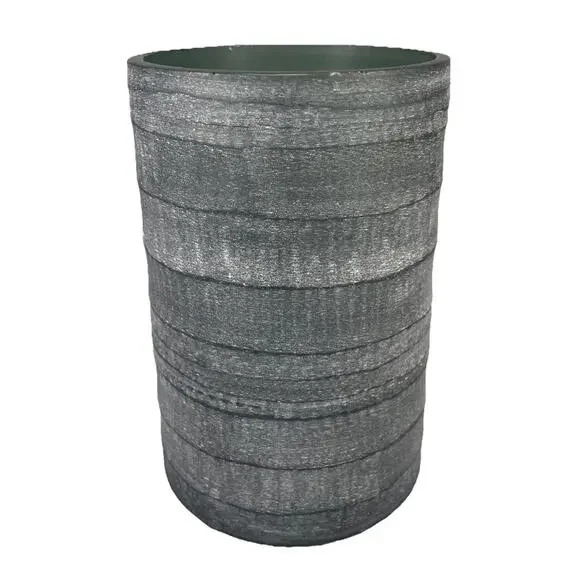 Vintage 2000s Eichholtz Of Ámsterdam Art Glass Vase Smoke Gray Cylindrical