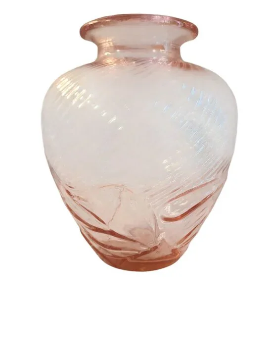Antique 1920's Made in Italy Pink Swirl Art Deco Vase (air bubbles)