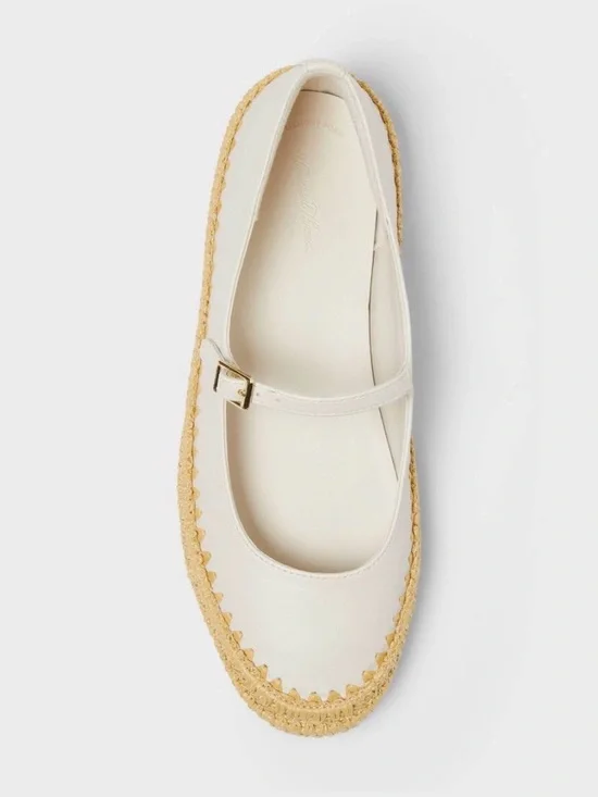 Women's Size 8 Cream Mary Jane Espadrille Flat with Memory Foam NEW