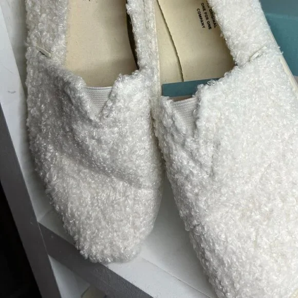 Tom's Alpargata Cupsole Natural Faux Shearling Size 9