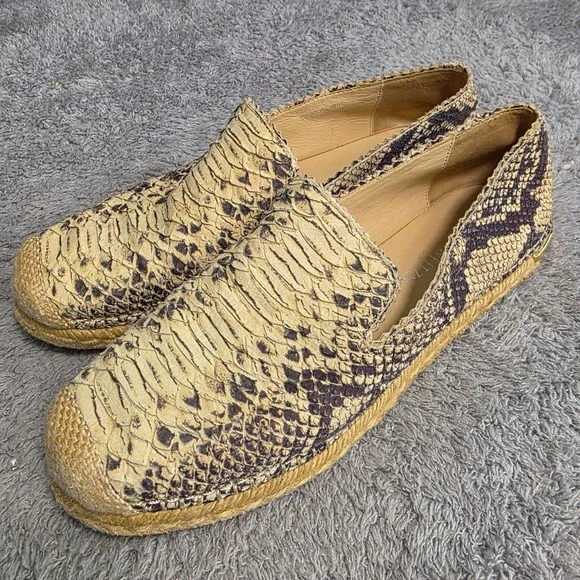 Stuart Weitzman‎ Espadrille Loafer Snakeskin Embossed Leather Women 7.5 M