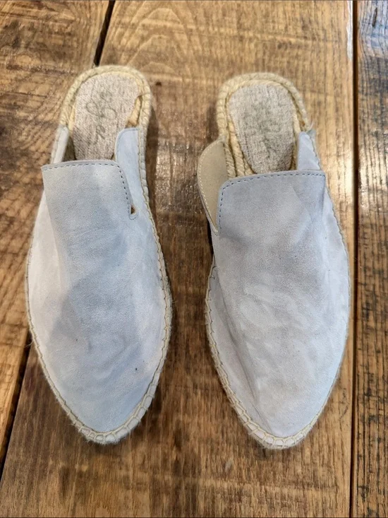 Women’s Suede Slip-On Espadrille Mules - Light Gray, 8