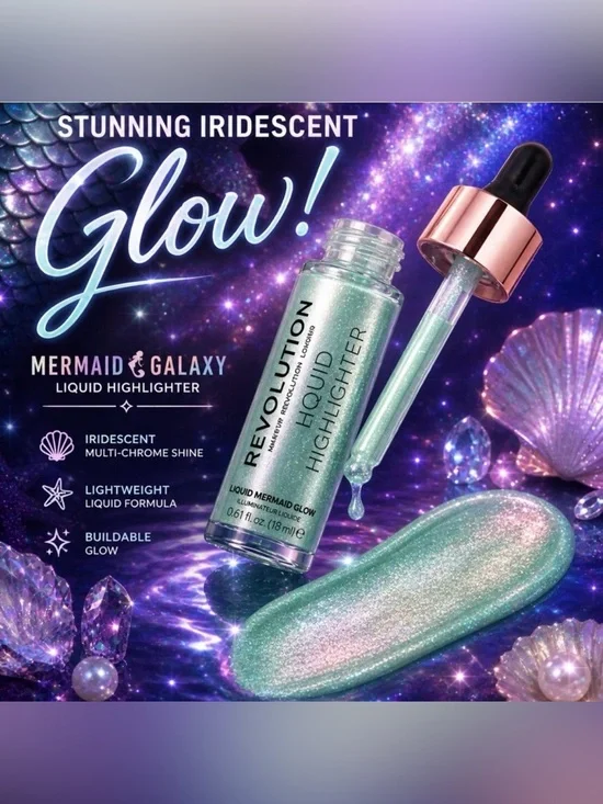 🌻 Revolution Iridescent Teal Liquid Highlighter or Eye Shadow HTF Full Size NEW