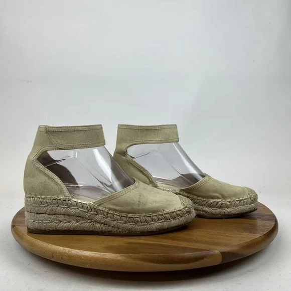 New Womens Franco Sarto Bessa Ivory Canvas Espadrille Wedge‎ Sandals Size 6 M
