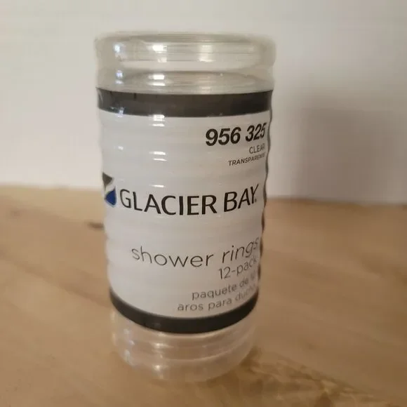 Glacier Bay Shower Curtain Rings Clear/Transparent Minimalist Simple Retro