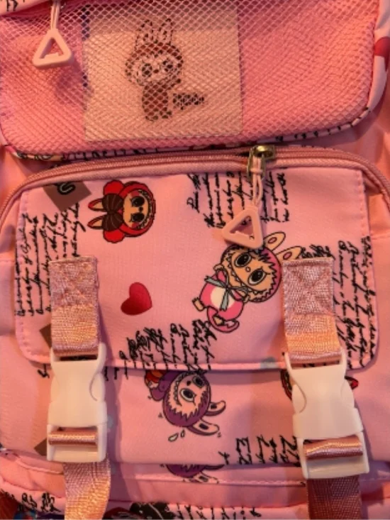 Kids Pink Monsters Character Backpack - Cute Cartoon Design