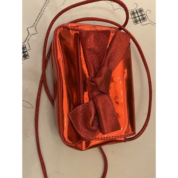 Cat & Jack Girls Red Purse With Bow EUC