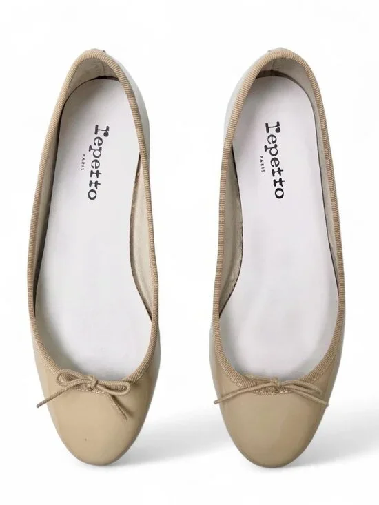 Repetto Cendrillon Patent Leather Ballet Flats in “Sand” - Size 38 EU/Size 7 US