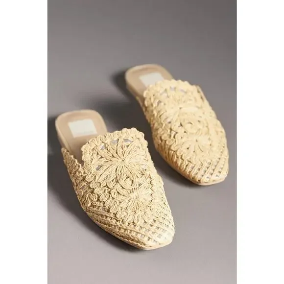 Dolce Vita Women's Light Natural Diya Macrame Diya Flat Mules Size 13