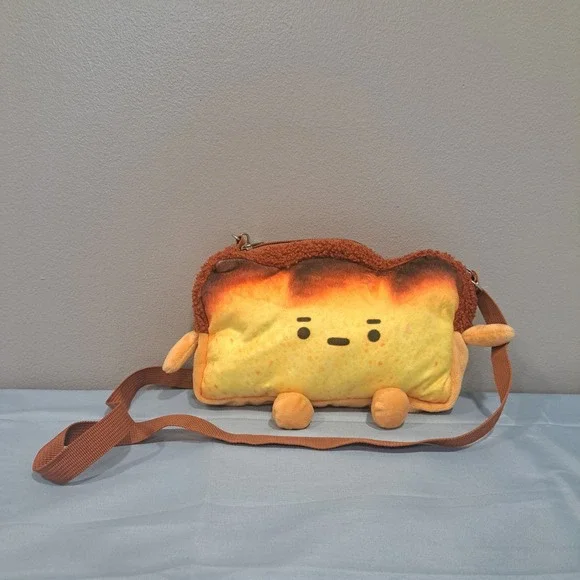 Plush Burnt Toast Character‎ Crossbody Bag Brown Yellow Bag Whimsy Kidcore