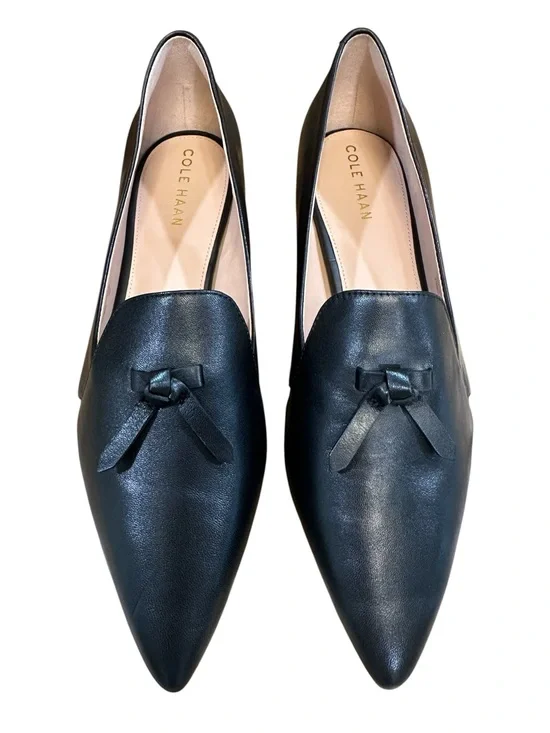 NWOB Cole Haan Black Viola Skimmer Leather Loafers with Bow Trim 9.5 Women’s