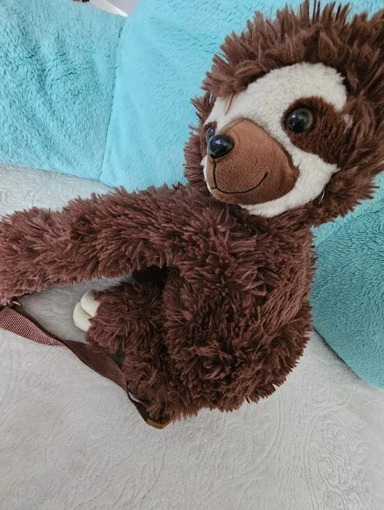 Goffa Plush Sloth Backpack Brown Stuffed Animal Zipper Bag Adjustable Strap Euc